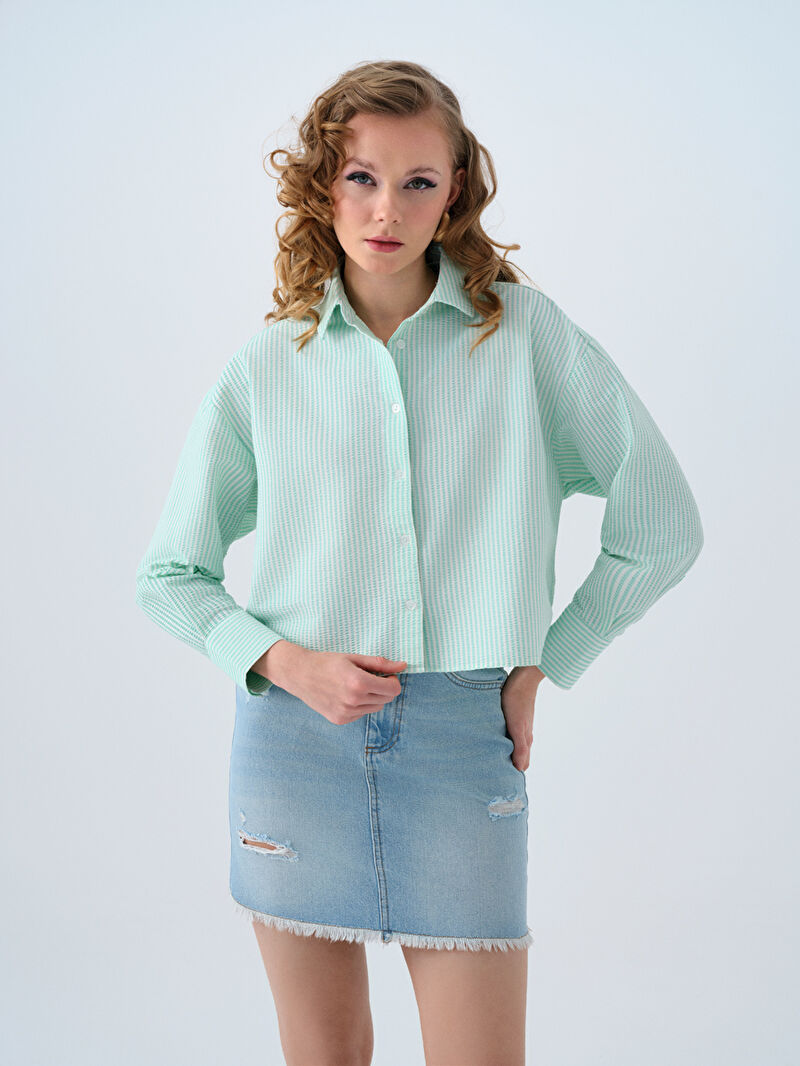 Regular Long Crop Kadın Gömlek U.kol