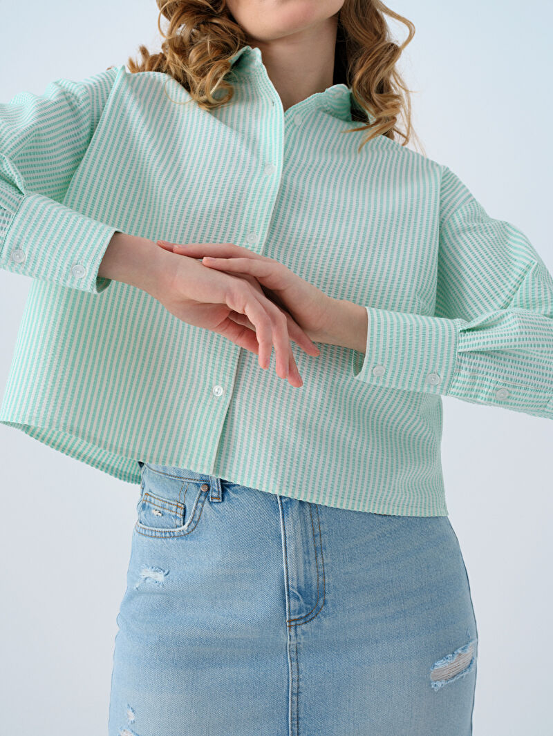 Regular Long Crop Kadın Gömlek U.kol