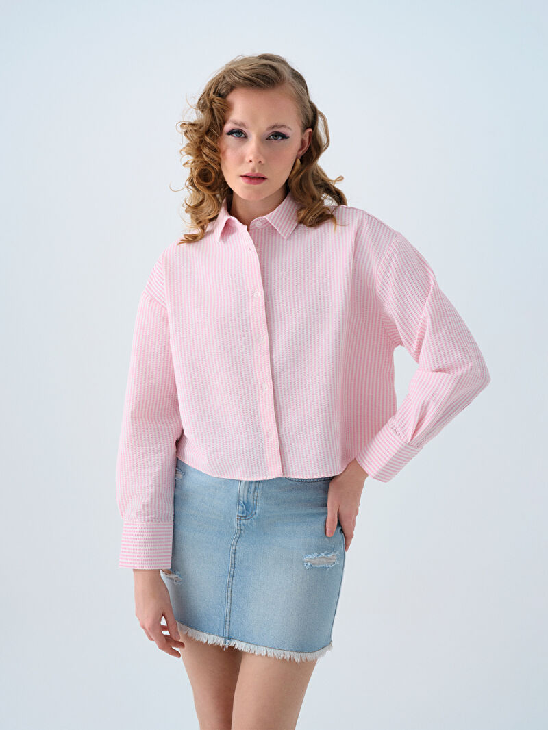 Regular Long Crop Kadın Gömlek U.kol