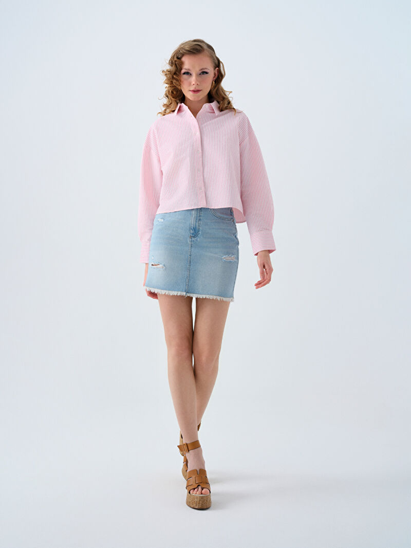 Regular Long Crop Kadın Gömlek U.kol