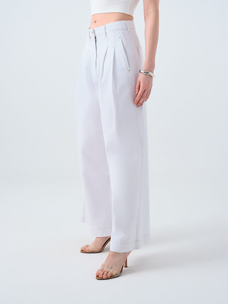 Pleated Palazzo Palazzo Fıt Kadın Pantolon