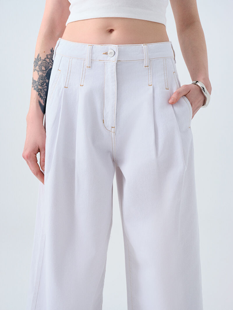 Pleated Palazzo Palazzo Fıt Kadın Pantolon