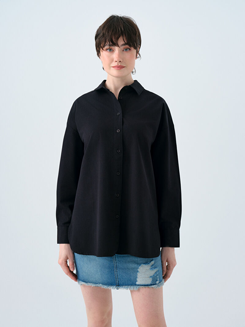 Oversize Fit Kadın Gömlek U.kol