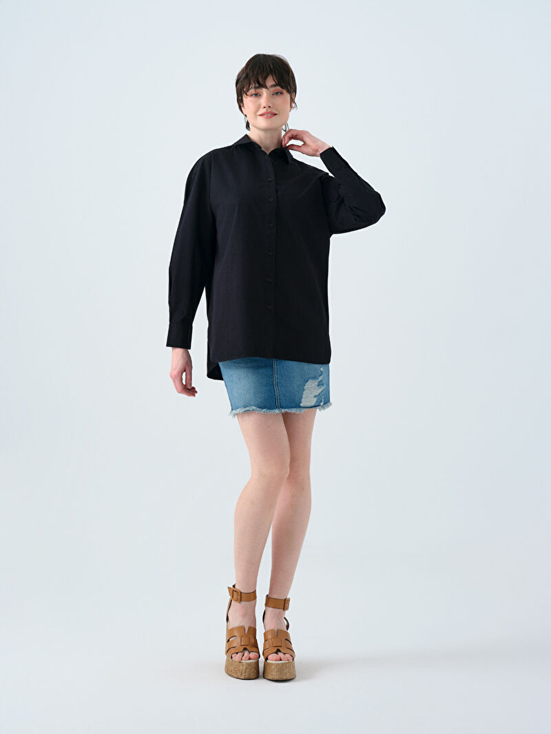 Oversize Fit Kadın Gömlek U.kol