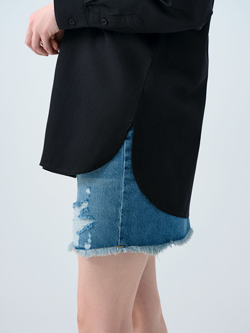 Oversize Fit Kadın Gömlek U.kol