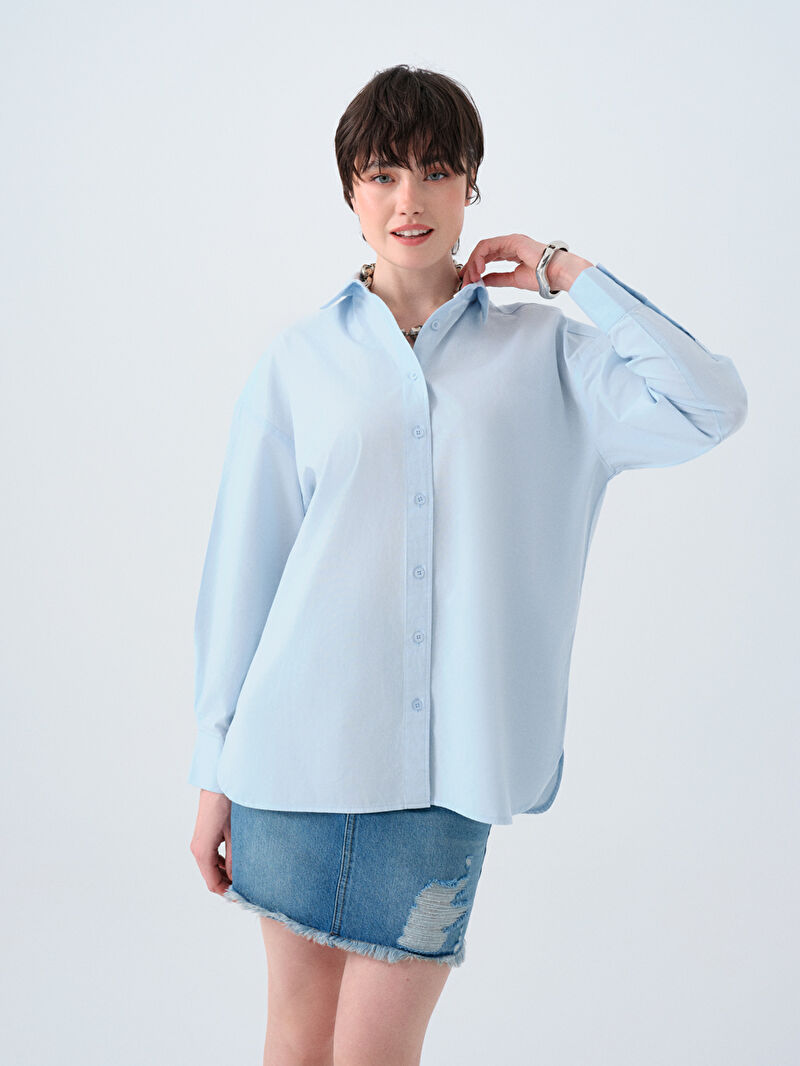 Oversize Fit Kadın Gömlek U.kol
