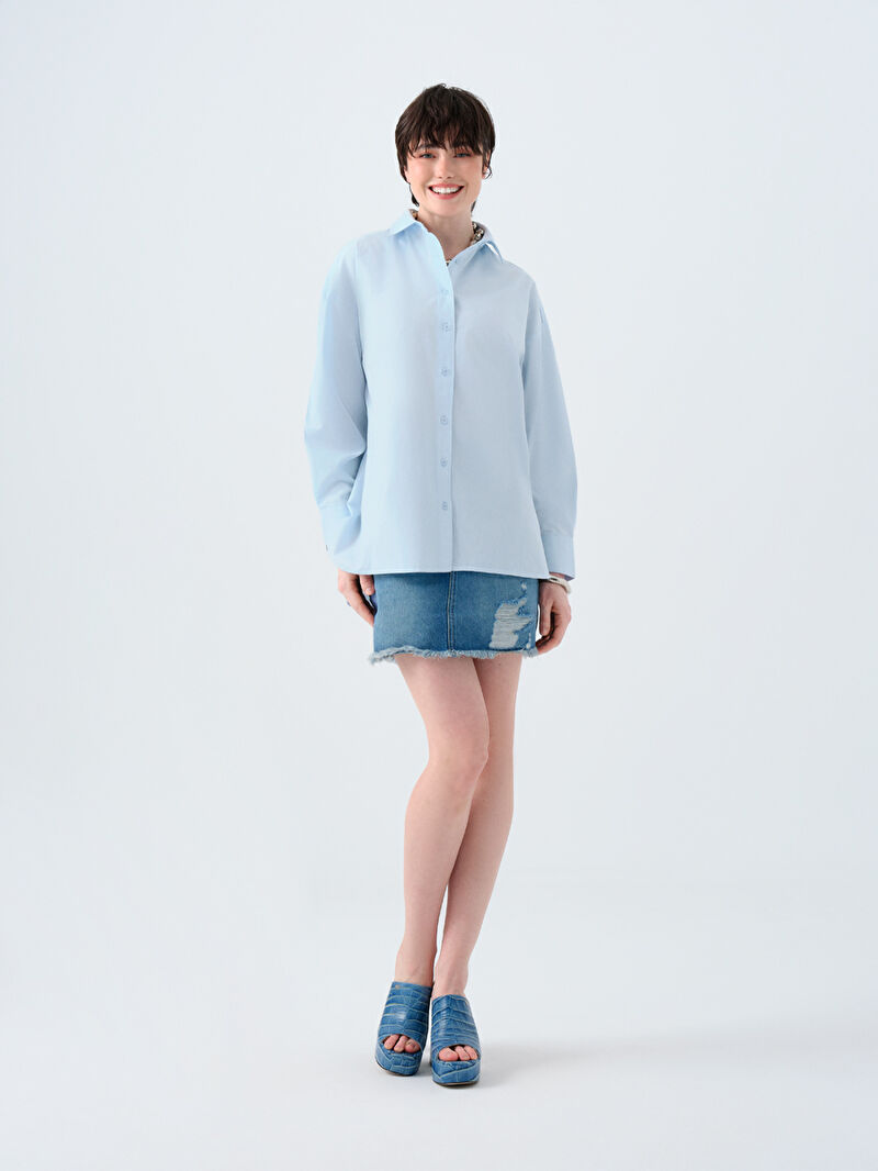 Oversize Fit Kadın Gömlek U.kol