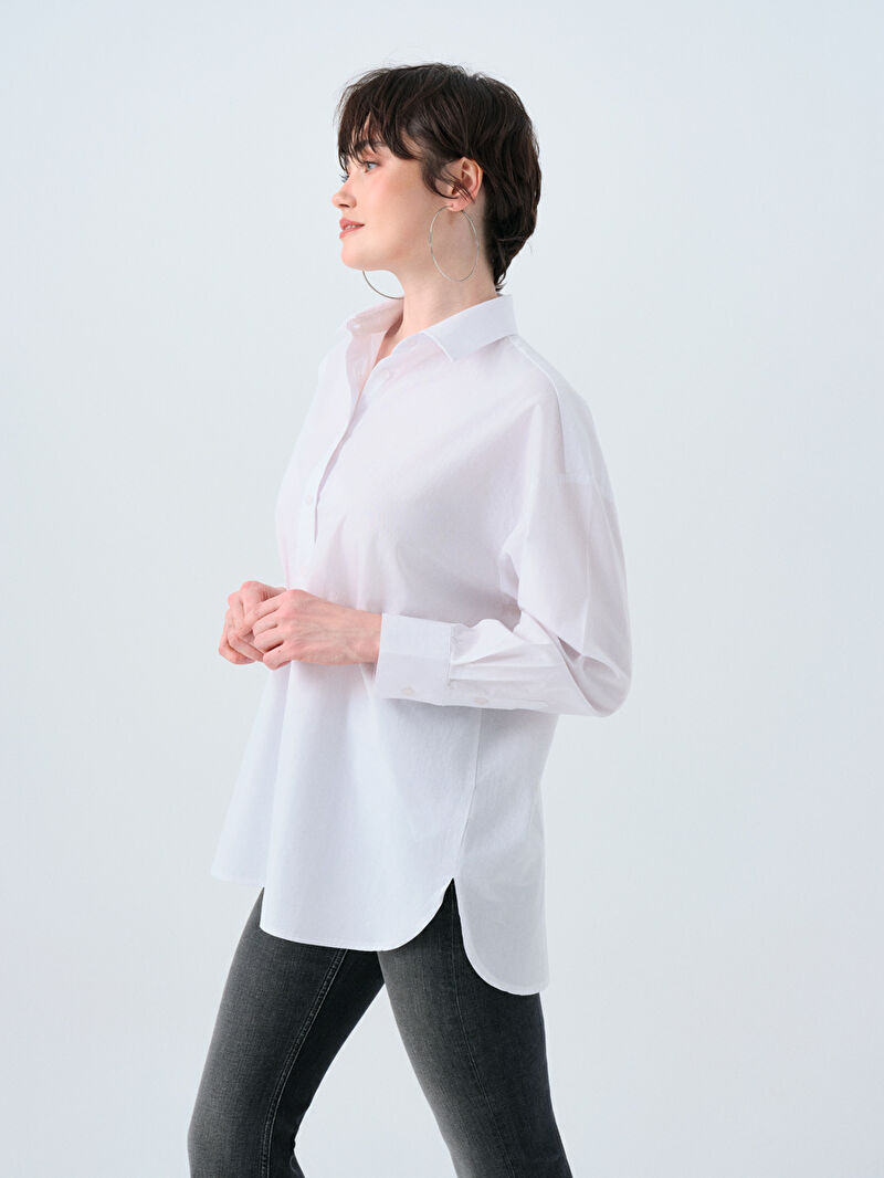 Oversize Fit Kadın Gömlek U.kol