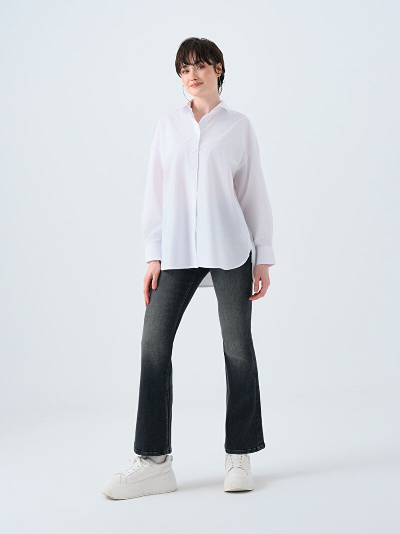 Oversize Fit Kadın Gömlek U.kol