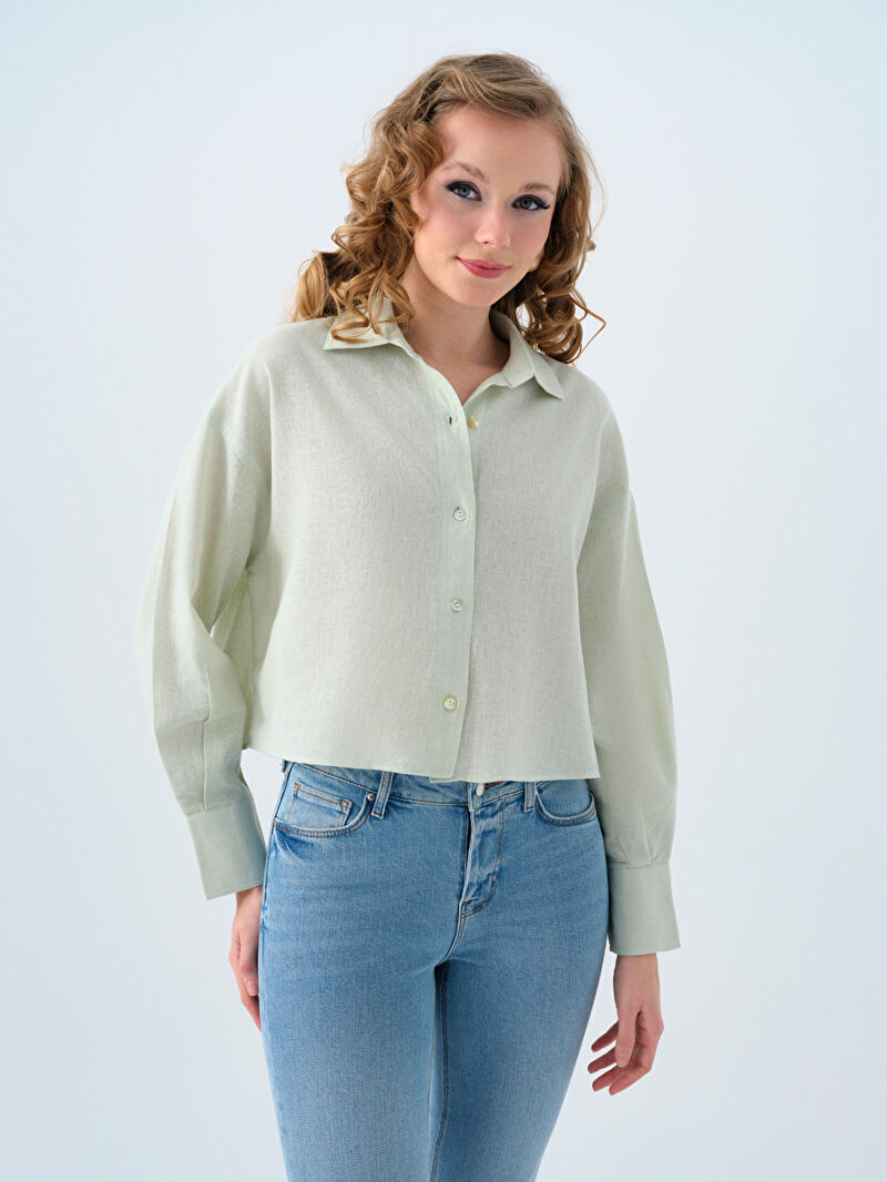 Loose Long Crop Kadın Gömlek U.kol