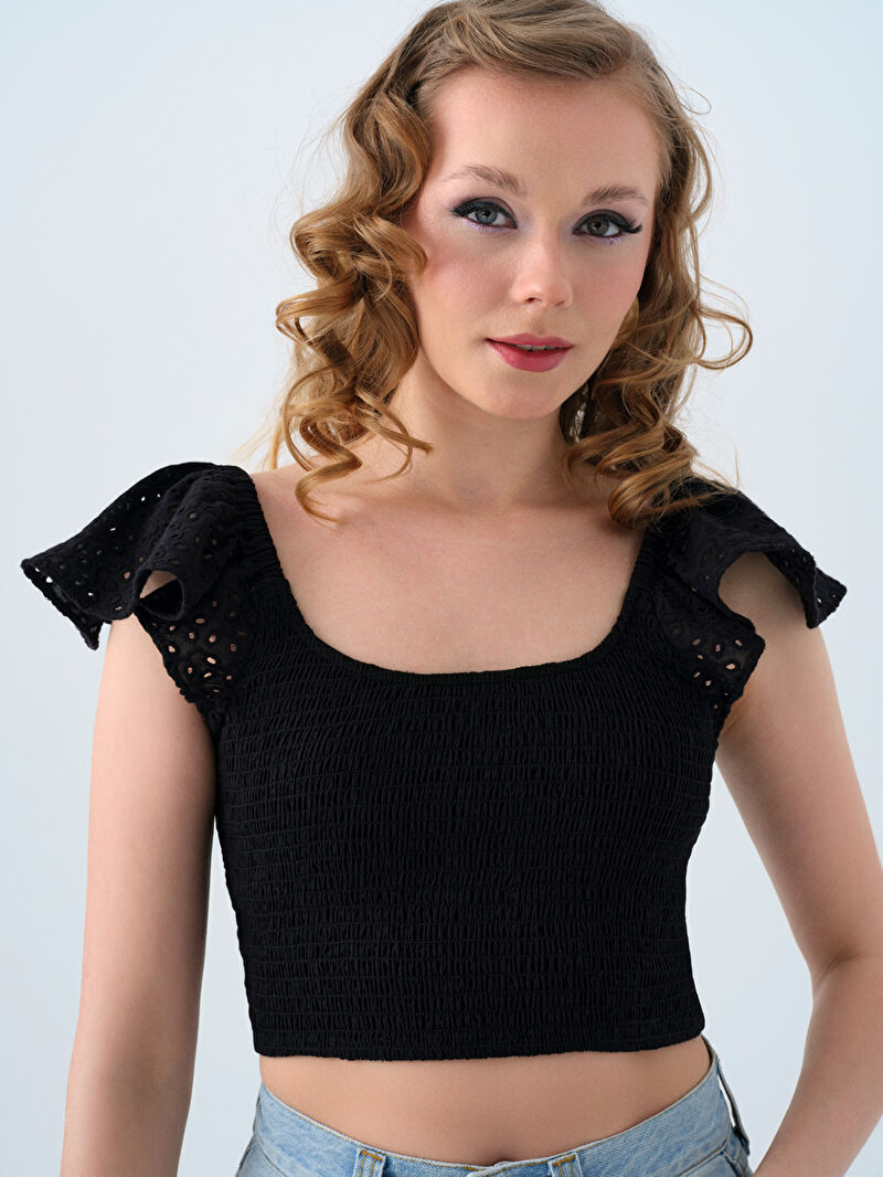 Crop Kadın Bluz K.kol