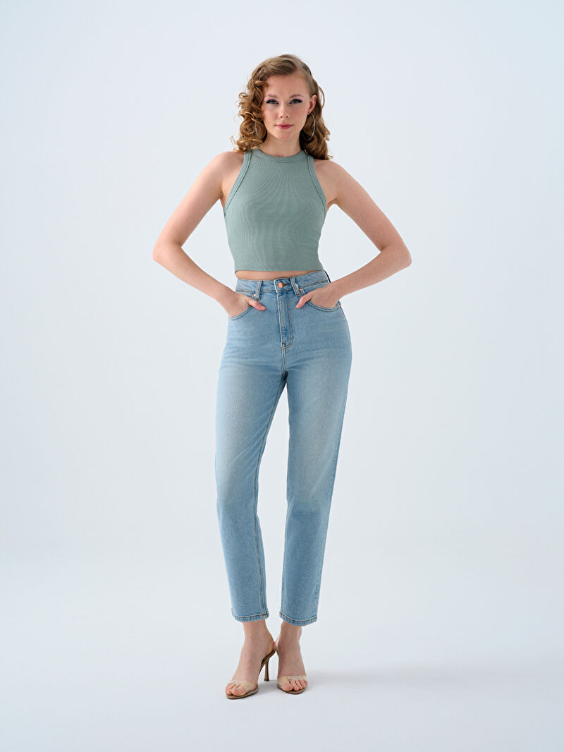 Mom Slim Fit Kadın Pantolon