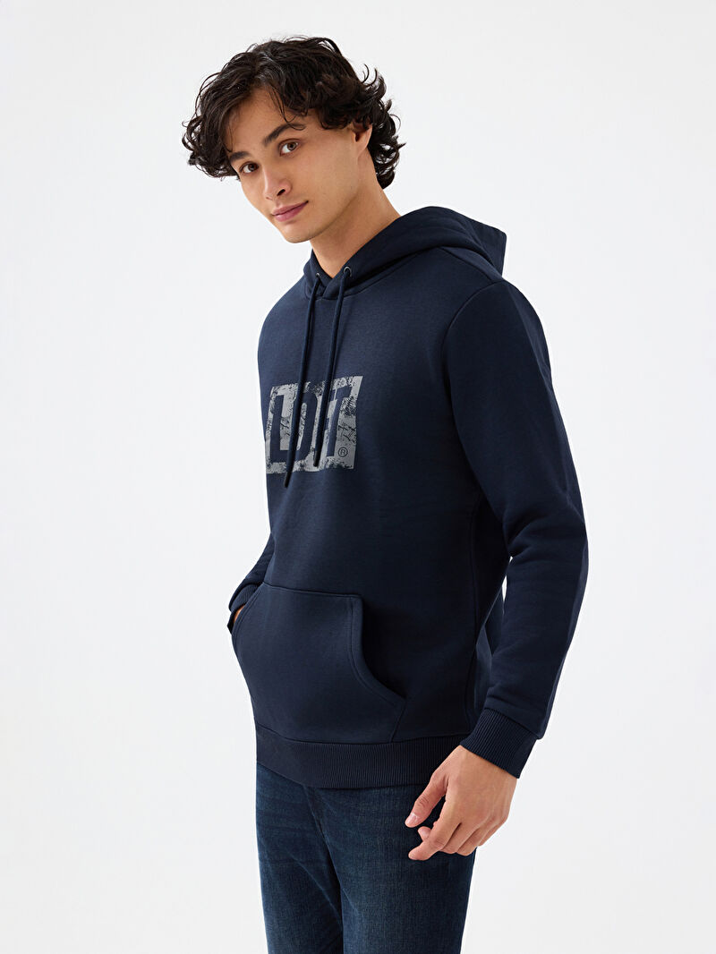 North56 Felpa Da Uomo Con Scollo Rotondo E Logo Ricamato - Tuta Denim Slub Morbida, Comfort Casual