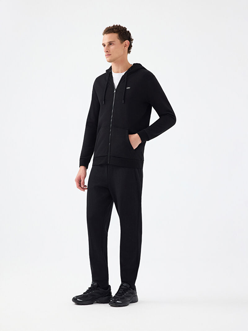 Erkek Siyah Kapüşonlu Regular Fit Sweatshirt