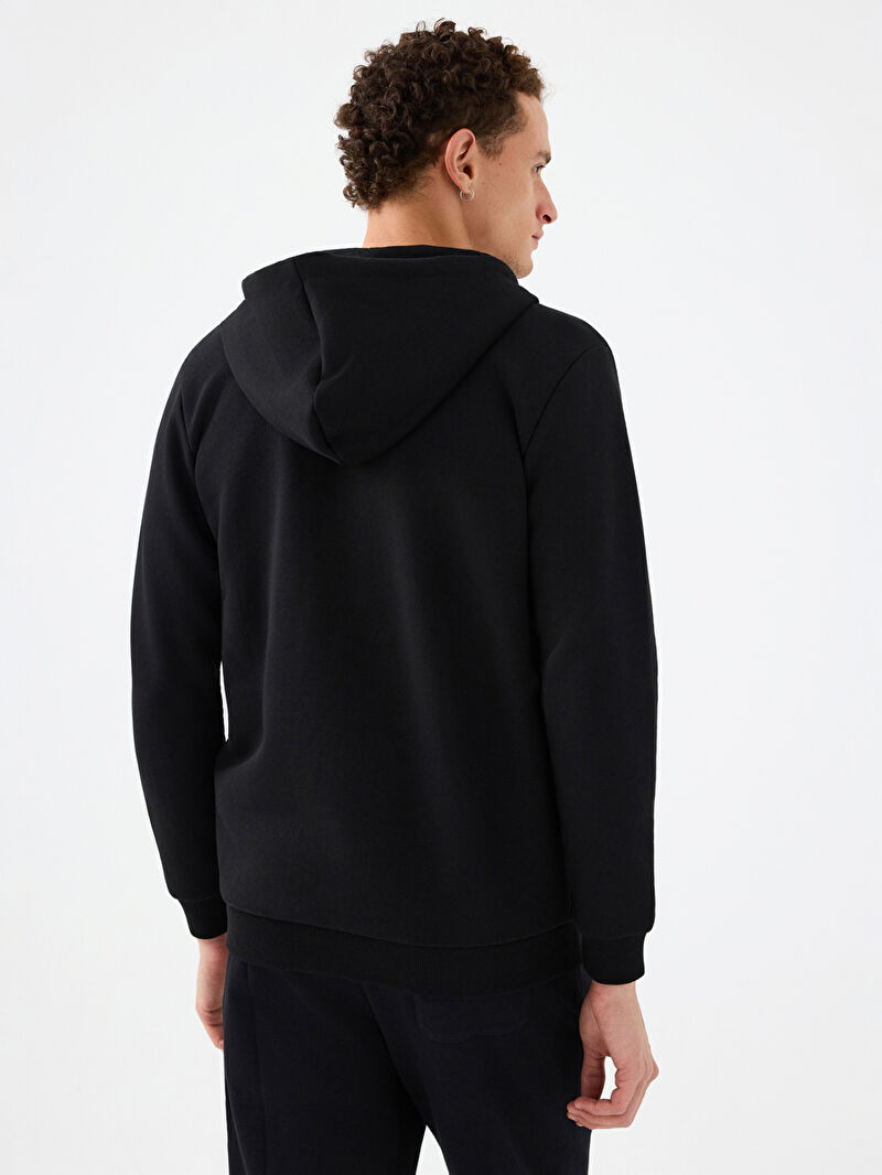 Erkek Siyah Kapüşonlu Regular Fit Sweatshirt