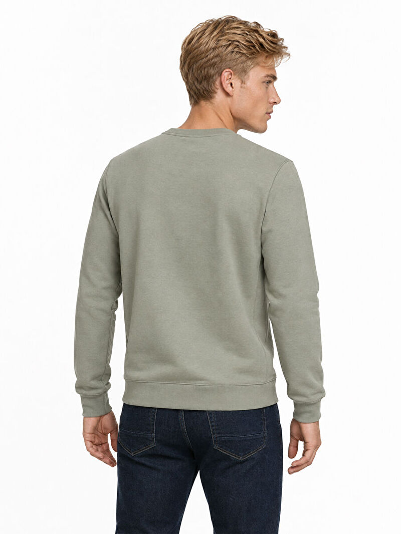 Erkek Yeşil Bisiklet Yaka Regular Fit Sweatshirt