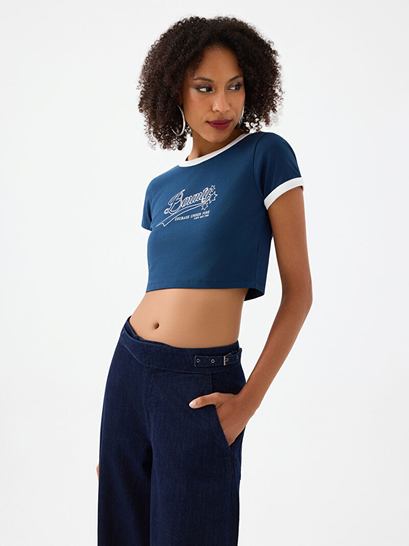 Slim Crop Fit Kadın Tshirt K.kol