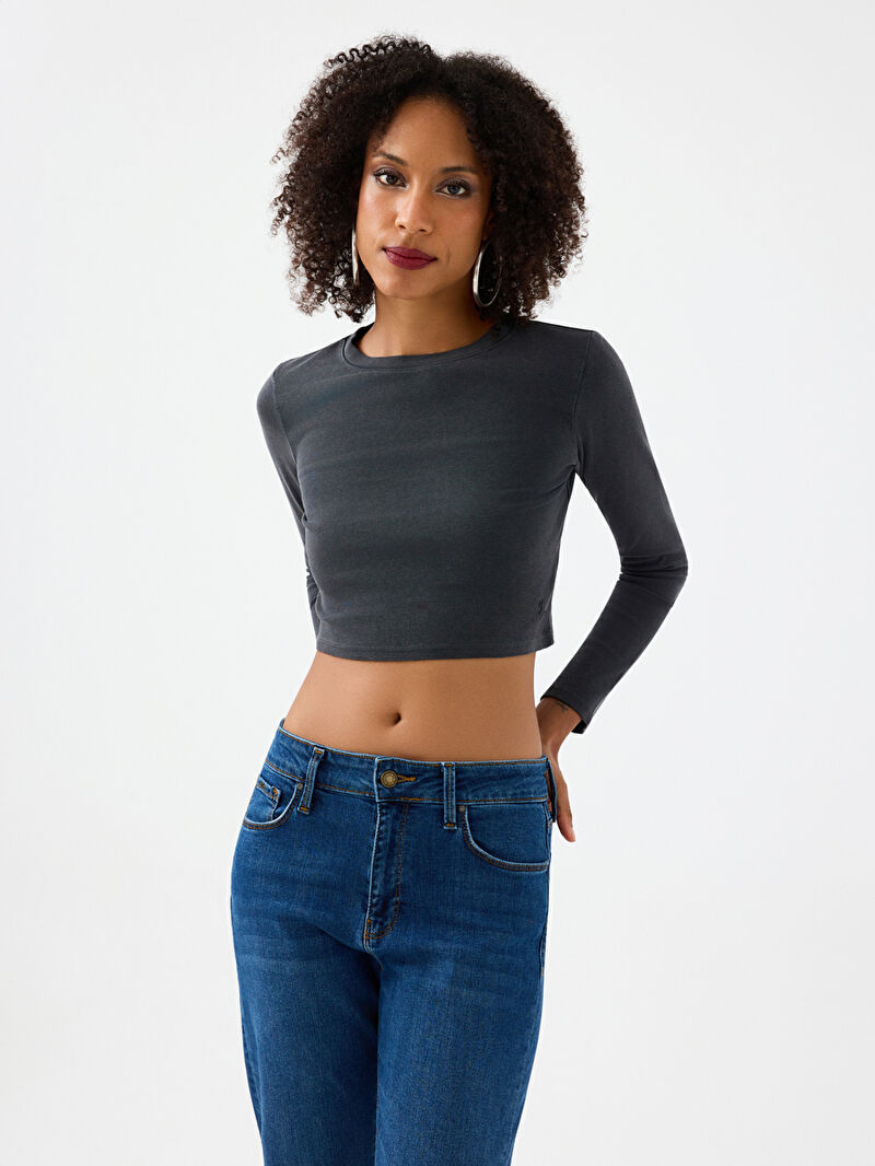 Slim Crop Fit Kadın Bluz U.kol