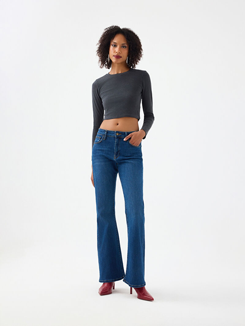 Slim Crop Fit Kadın Bluz U.kol
