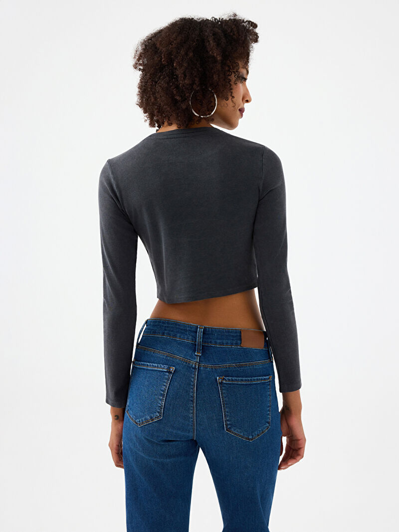 Slim Crop Fit Kadın Bluz U.kol