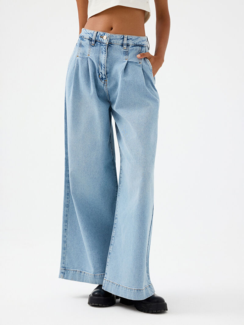 Pleated Palazzo Palazzo Fıt Kadın Pantolon