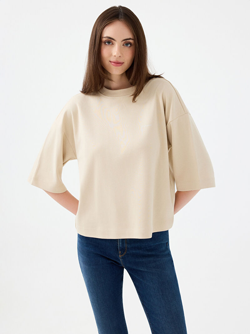 Loose Long Crop Kadın Tshirt K.kol