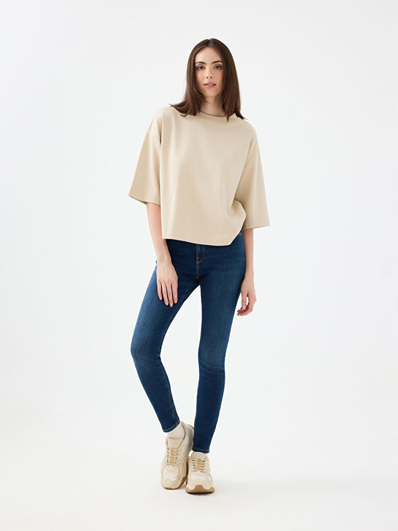 Loose Long Crop Kadın Tshirt K.kol