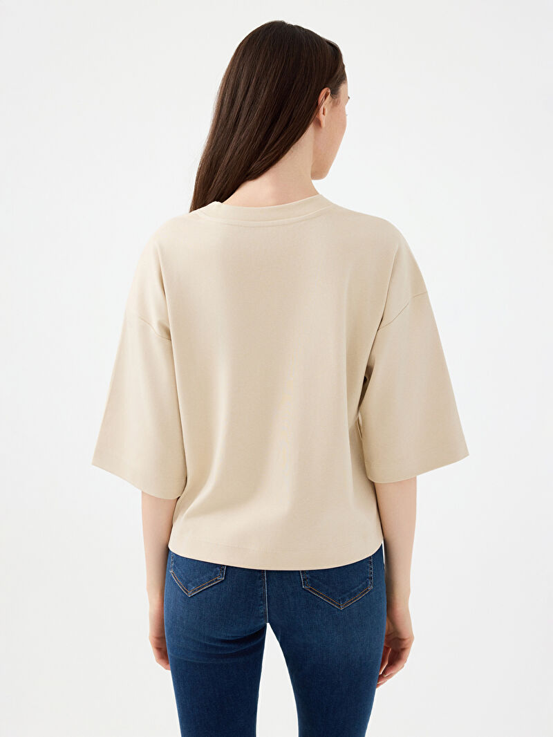 Loose Long Crop Kadın Tshirt K.kol