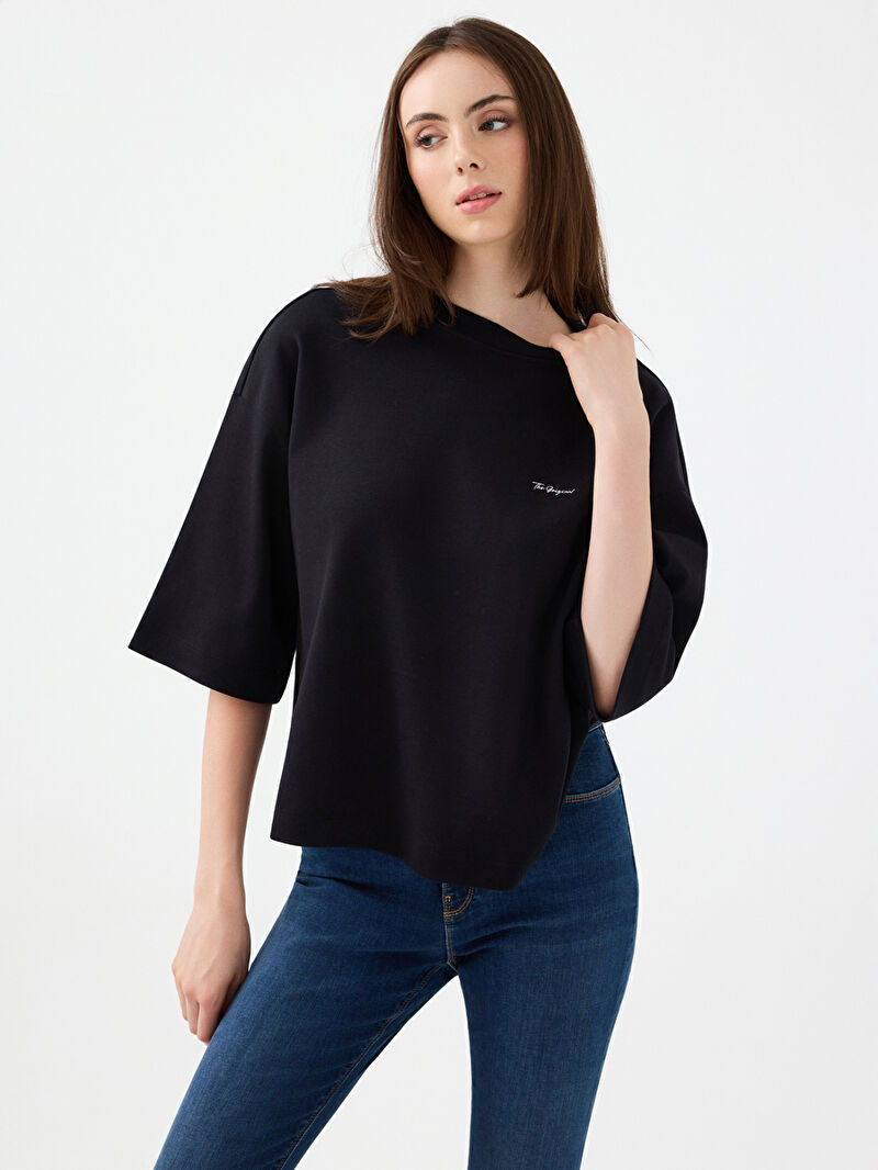 Loose Long Crop Kadın Tshirt K.kol