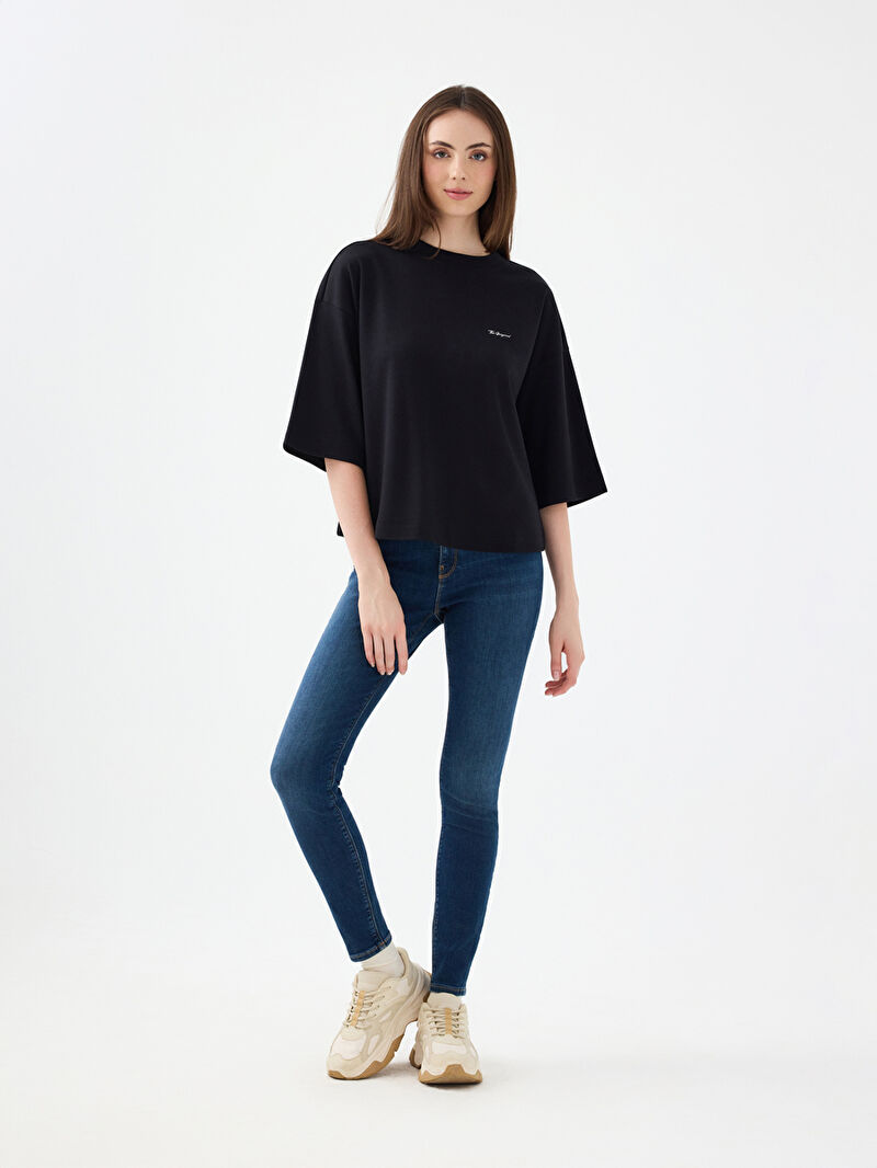Loose Long Crop Kadın Tshirt K.kol