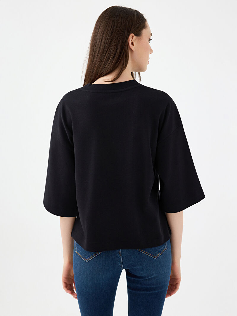 Loose Long Crop Kadın Tshirt K.kol