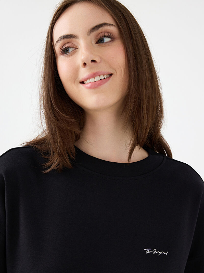 Loose Long Crop Kadın Tshirt K.kol