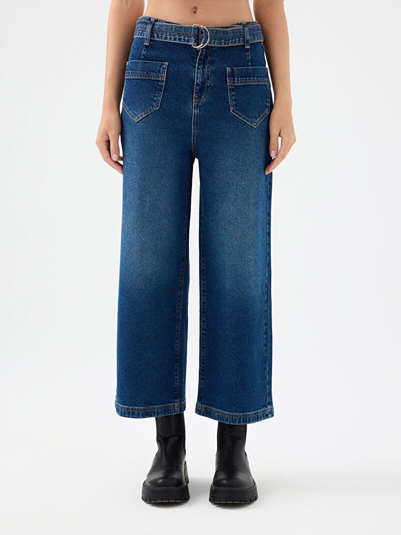 Crop Wide Leg Regular Fit Kadın Pantolon