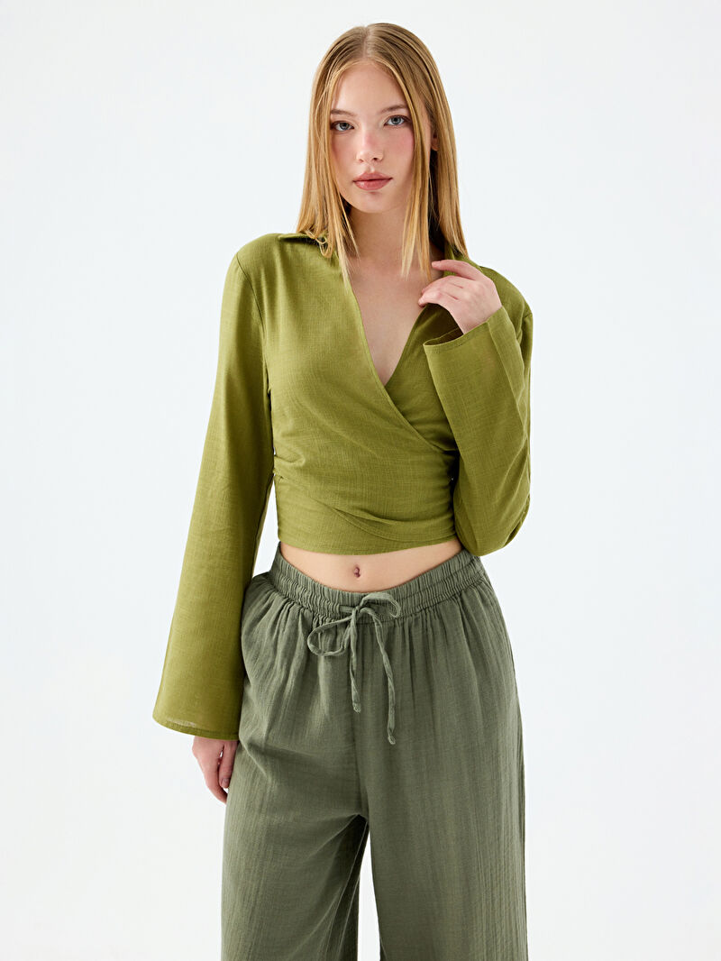 Crop Kadın Gömlek U.kol