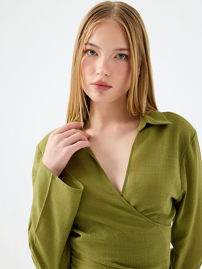 Crop Kadın Gömlek U.kol