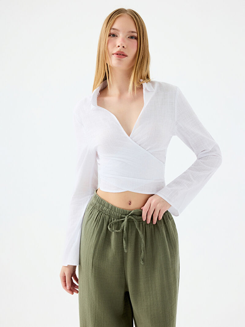 Crop Kadın Gömlek U.kol