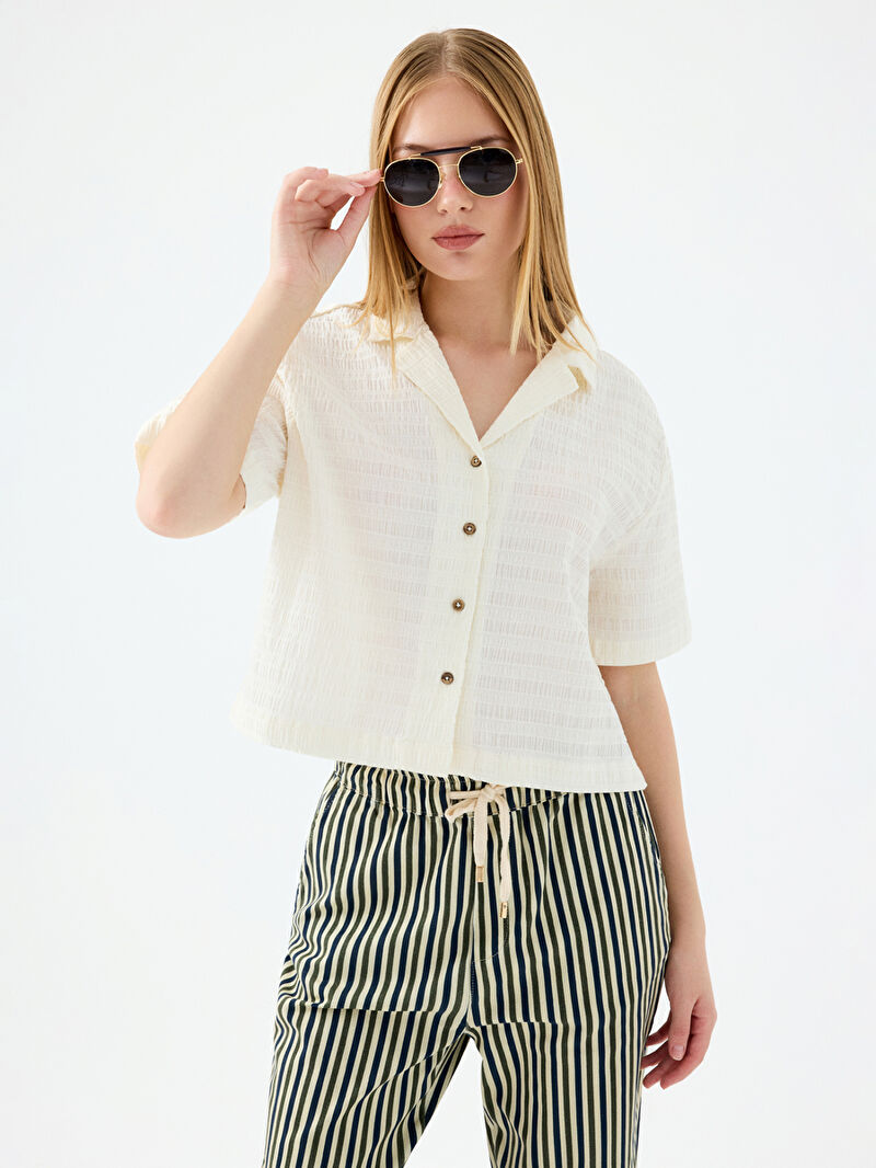 Loose Crop Kadın Gömlek K.kol