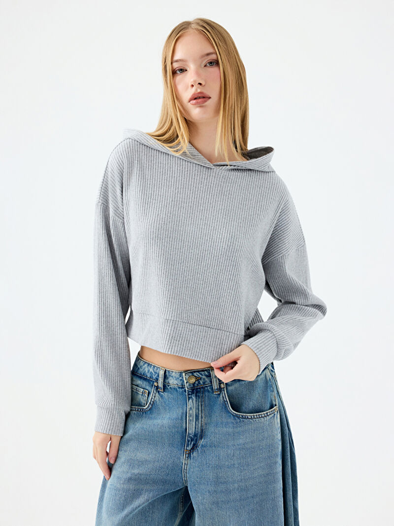 Long Crop Kadın Sweatshirt