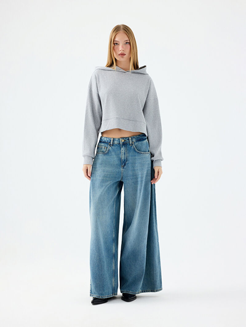 Long Crop Kadın Sweatshirt