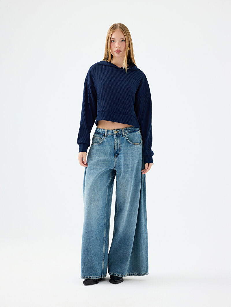 Long Crop Kadın Sweatshirt