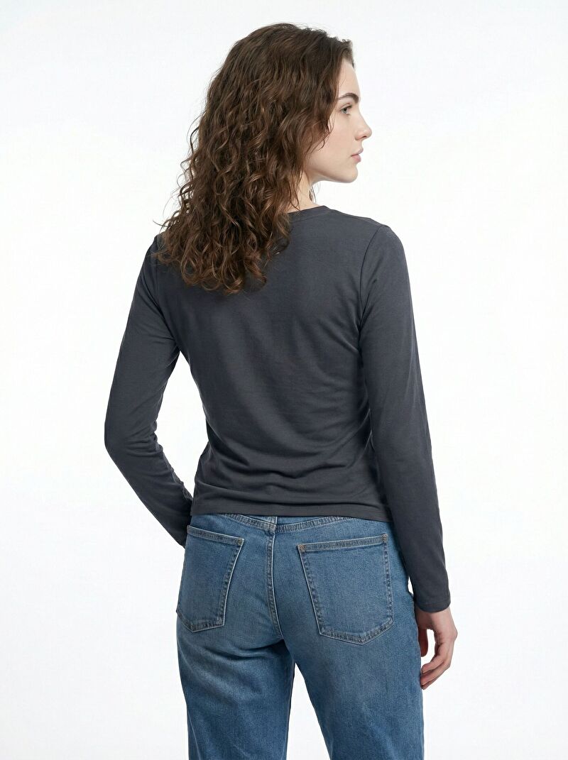 Slim Crop Fit Kadın Tshirt U.kol