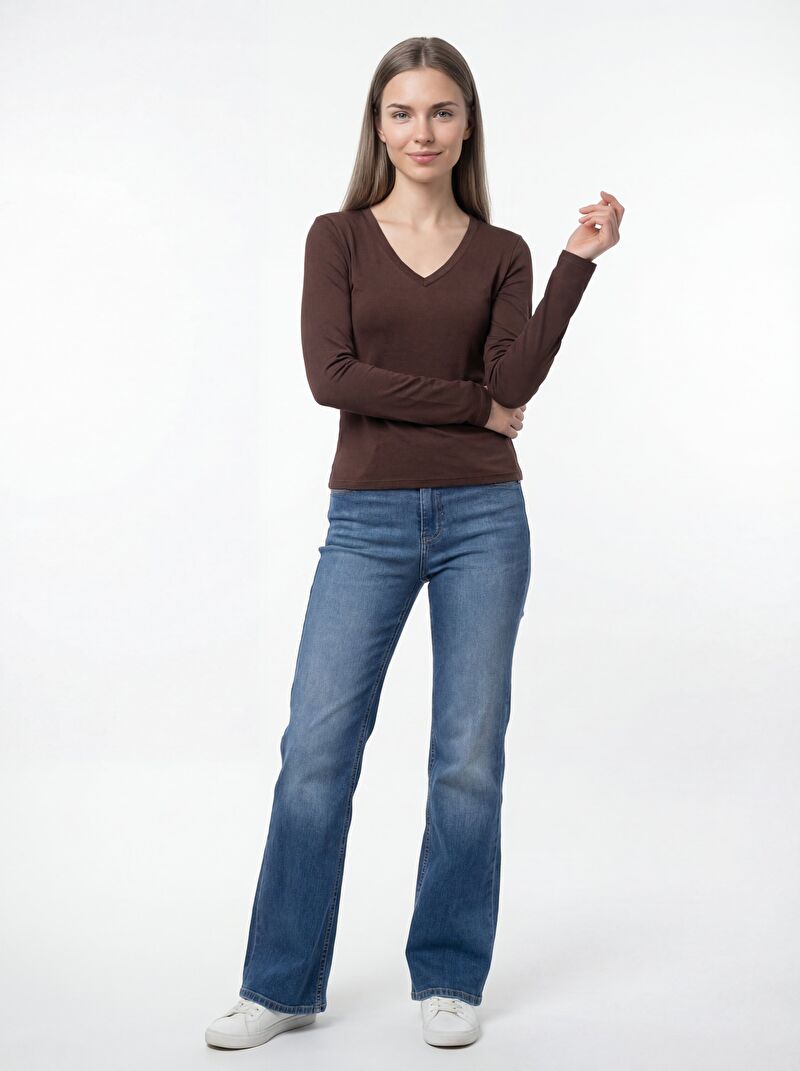 Slim Crop Fit Kadın Tshirt U.kol