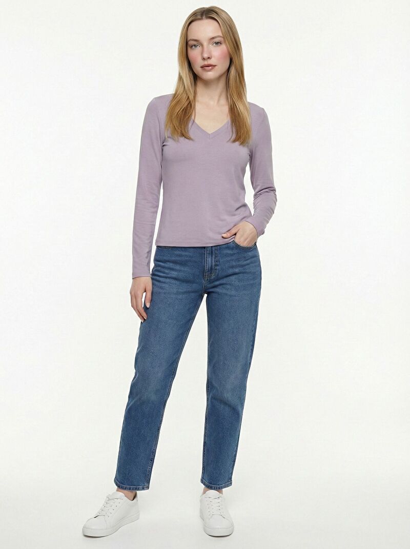 Slim Crop Fit Kadın Tshirt U.kol