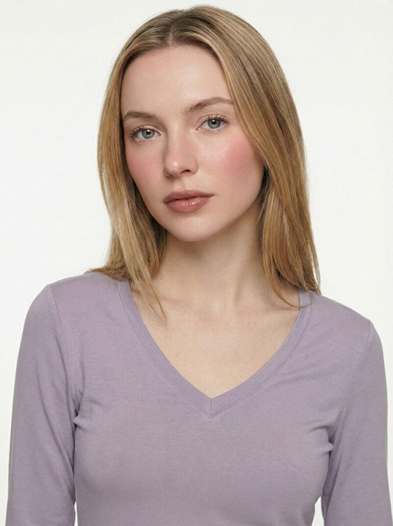 Slim Crop Fit Kadın Tshirt U.kol