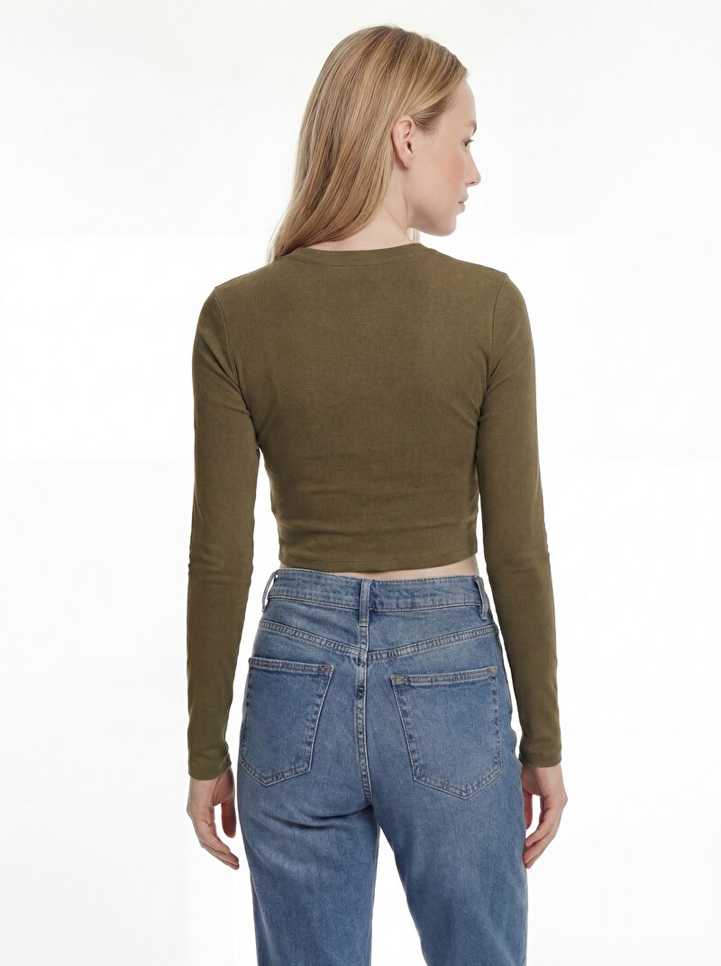 Slim Crop Fit Kadın Tshirt U.kol