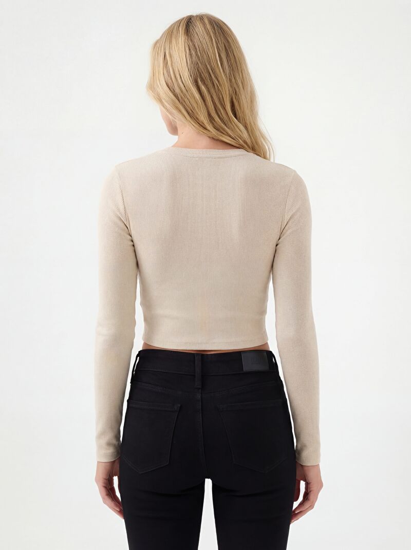 Slim Crop Fit Kadın Tshirt U.kol