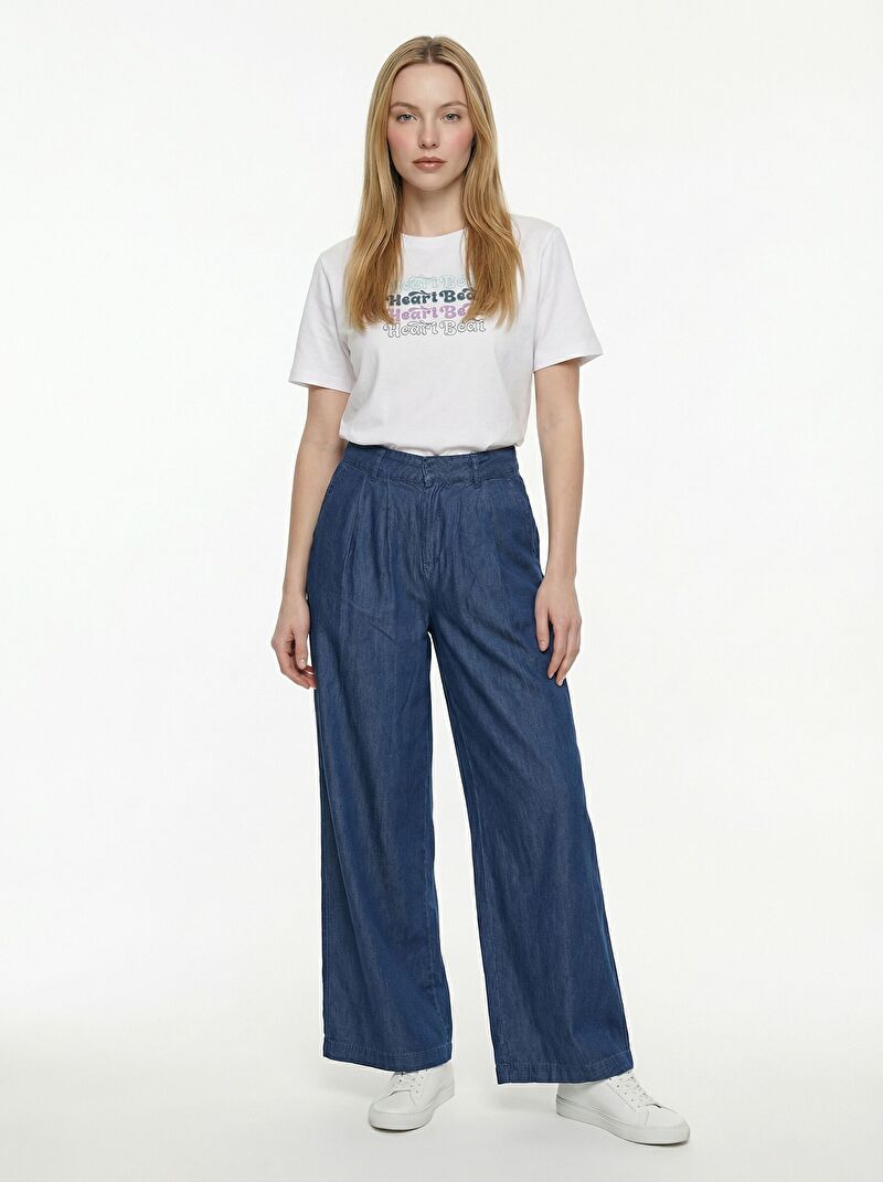 Pleated Palazzo Palazzo Fıt Kadın Pantolon