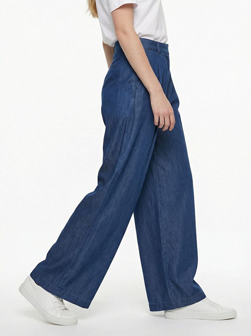 Pleated Palazzo Palazzo Fıt Kadın Pantolon