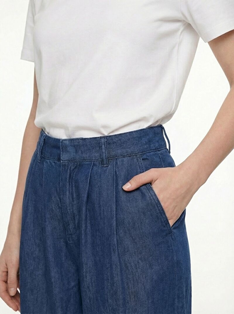 Pleated Palazzo Palazzo Fıt Kadın Pantolon