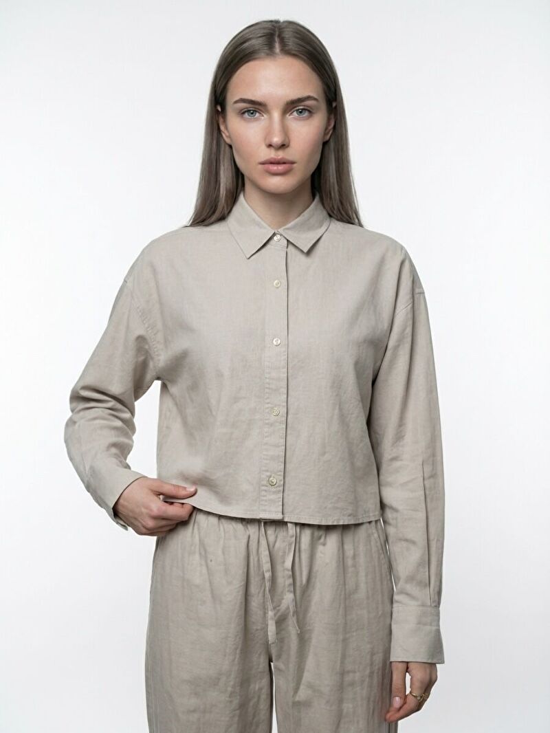 Long Crop Kadın Gömlek U.kol